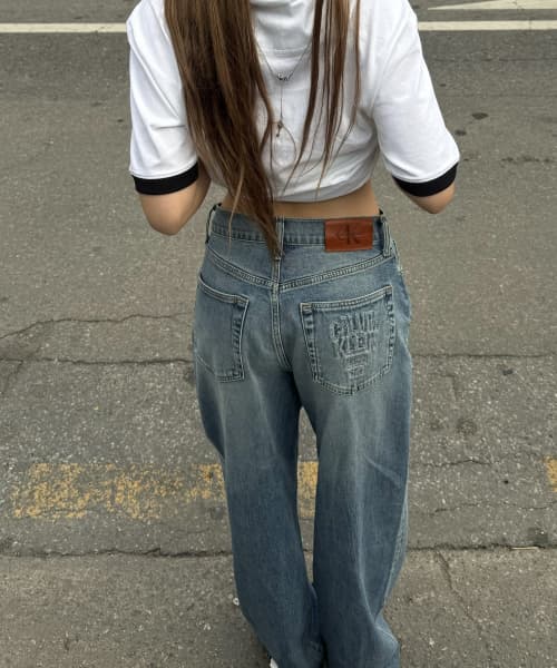 Mid-blue wide-leg jeans product reference