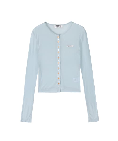 Pale blue sheer button cardigan product reference